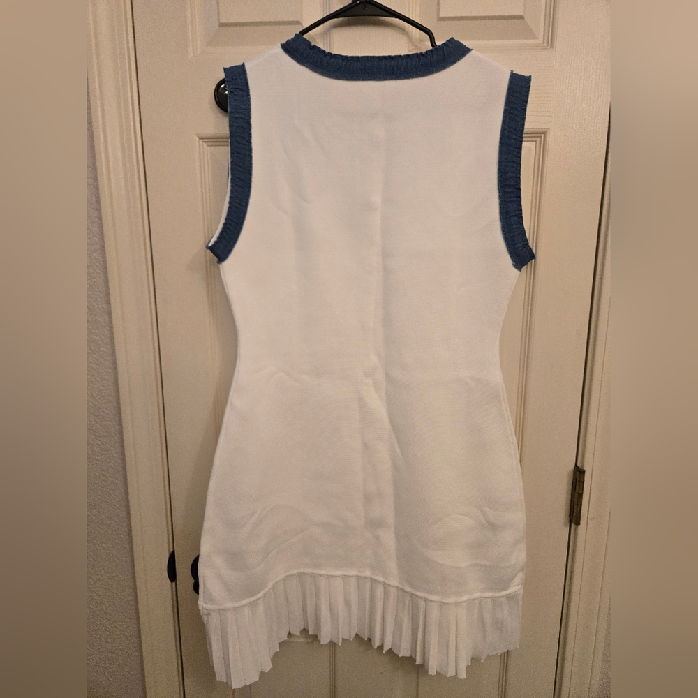NWT Micas Knit Metallic Button Patchwork Sleeveless Sweater Dress, Large - Picture 9 of 13